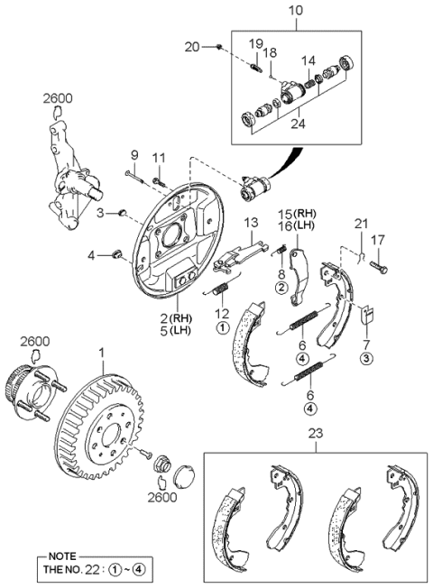2001 Kia Sephia Rear Brake Mechanism Diagram 2