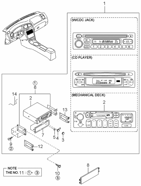 1999 Kia Sephia Kit-Electronic Tune RADIO/CD,15AMP,Spa Diagram for US980AY015AKT