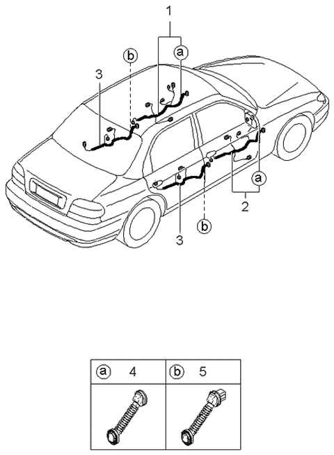 2001 Kia Sephia Door Wiring Harnesses Diagram