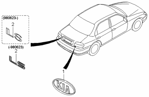 1999 Kia Sephia Ls-Ornament Diagram for 0K20X51735