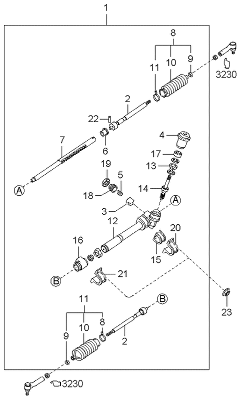 2000 Kia Sephia Rubber-Mounting Tube Diagram for 0K20332124