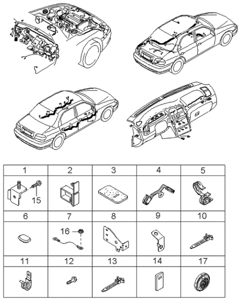 2001 Kia Sephia Bracket Diagram for 0K2A232183B