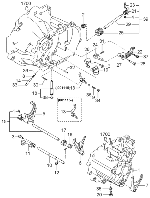 1997 Kia Sephia Rod Assembly-Control Diagram for 0K9A217460