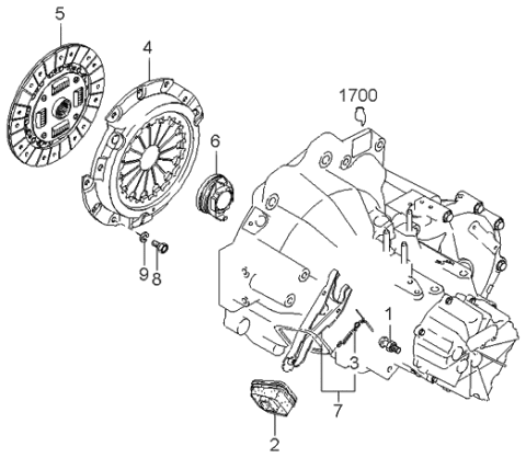2000 Kia Sephia Clutch Release Bearing Diagram for 0K24716510
