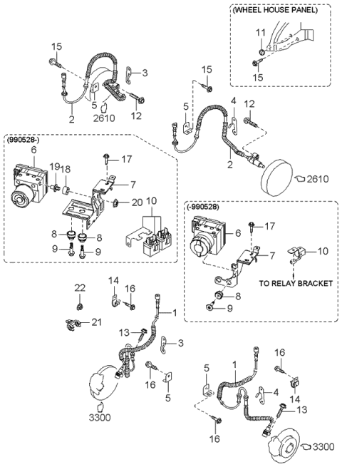 1997 Kia Sephia Hydraulic Unit Assembly Diagram for 0K2N1437AZ