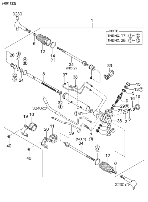 1997 Kia Sephia Gear & Link Assembly Diagram for 0K2N132110A