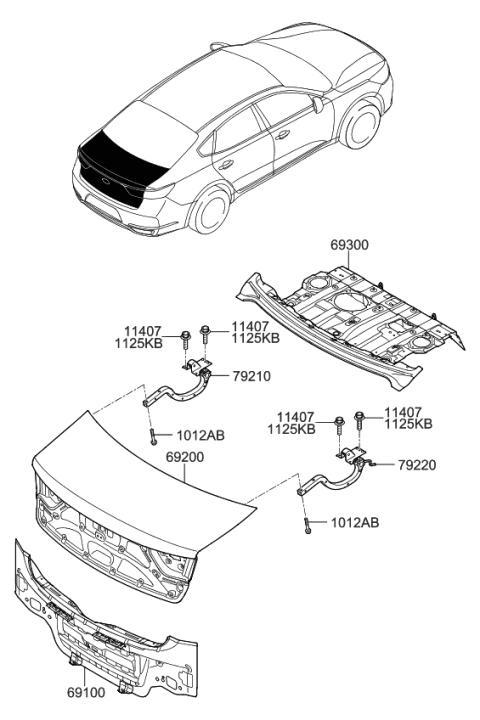 2017 Kia Cadenza Back Panel & Trunk Lid Diagram