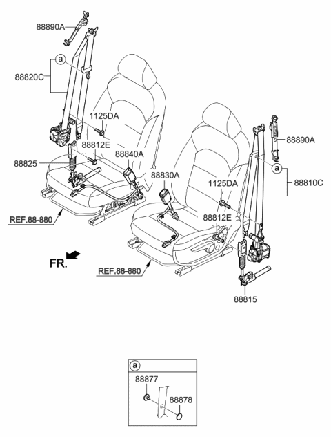 2017 Kia Cadenza Front Seat Belt Assembly Right Diagram for 88820F6500AYK