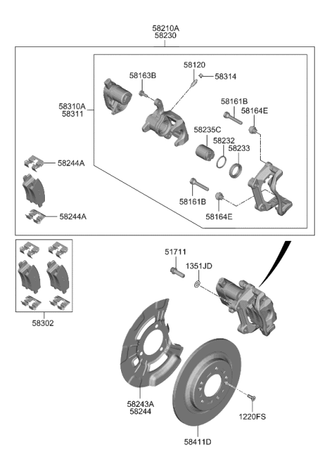 2023 Kia Sportage BRAKE ASSY-RR WHEEL Diagram for 58210N9150
