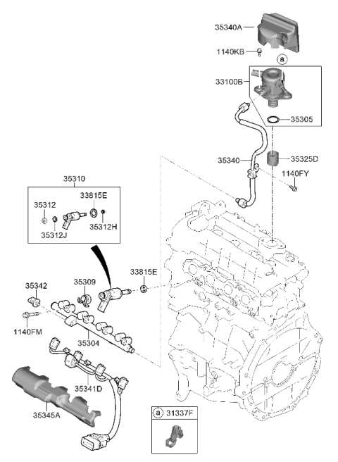2020 Kia Niro Throttle Body & Injector Diagram
