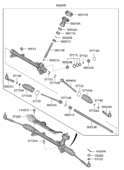 2020 Kia Niro End Assembly-Tie Rod,LH Diagram for 56820G2500
