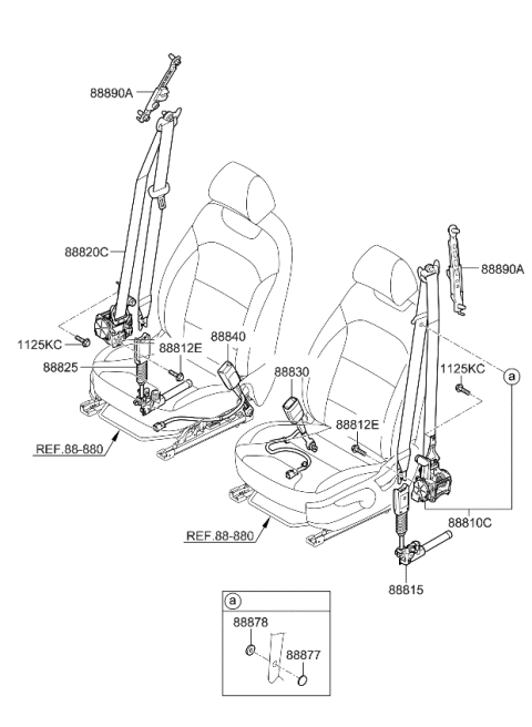 2022 Kia Niro Front Seat Belt Assembly Left Diagram for 88810G5500CGS