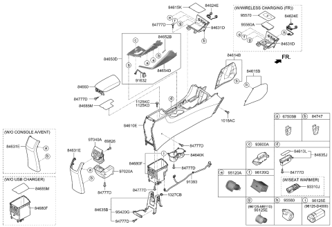 2021 Kia Niro Cup Holder Assembly Diagram for 84670G5100CGS