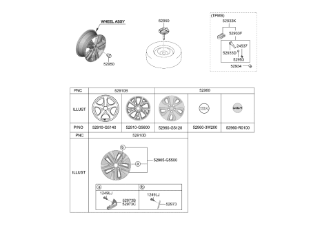 2021 Kia Niro Cap Assembly-Wheel Hub Diagram for 52960R0100
