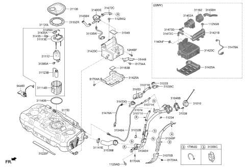 2020 Kia Niro Fuel Tank Assembly Diagram for 31150G2600