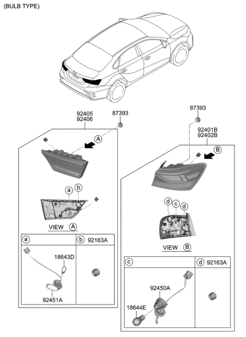 2019 Kia Forte Lamp Assembly-Rear Comb Diagram for 92401M7000