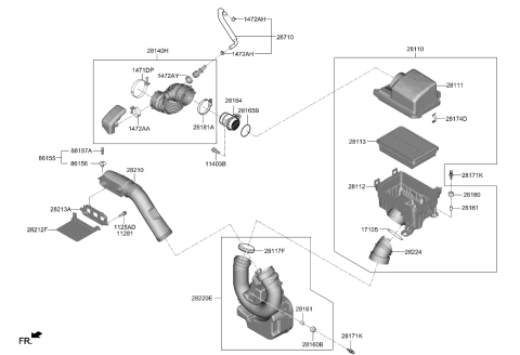 2020 Kia Forte Adaptor-Duct Diagram for 28116F2100