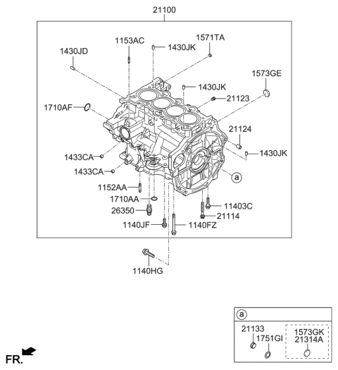 2009 Kia Soul Block Assembly-Cylinder Diagram for 211002B040