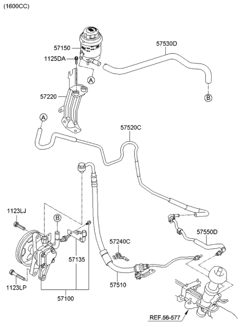 2009 Kia Soul Power Steering Oil Pump & Hose Diagram 1