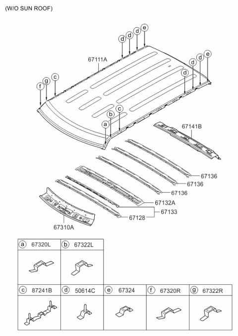 2010 Kia Soul Rail Assembly-Roof Front Diagram for 671202K500