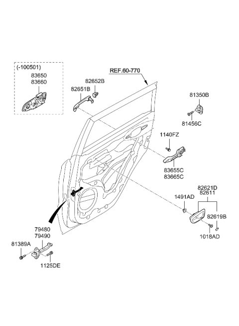 2011 Kia Soul Cover-Front Door Outside Handle Diagram for 836522K510