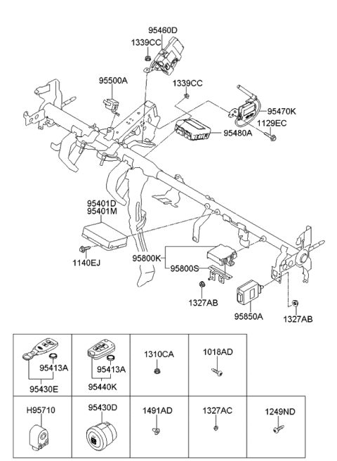 2011 Kia Soul Module Assembly-Smart Key Diagram for 954802K200