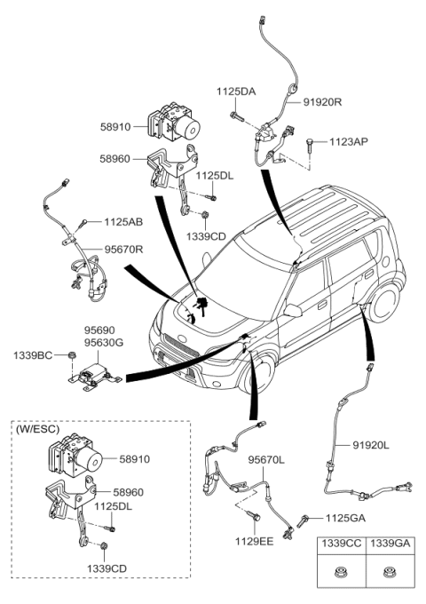 2011 Kia Soul Cable Assembly-Abs Ext R Diagram for 919202K100