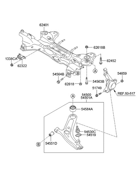 2011 Kia Soul Arm Complete-Front Lower Diagram for 545012K300