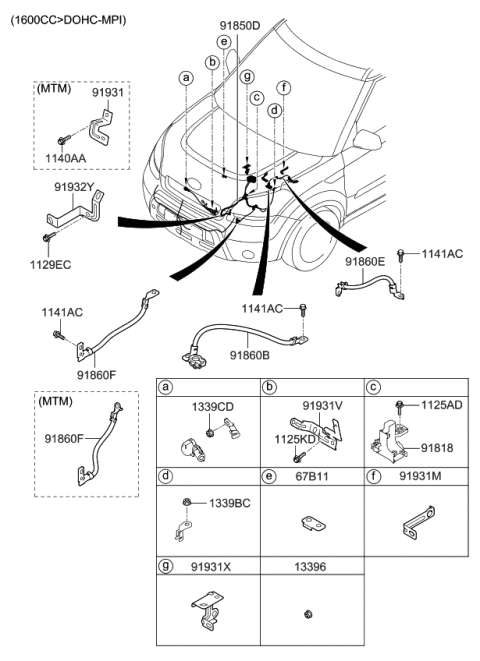 2009 Kia Soul Battery Wiring Assembly Diagram for 918502K210