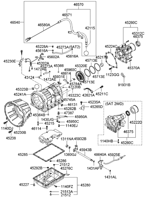2008 Kia Sorento Auto Transmission Case Diagram