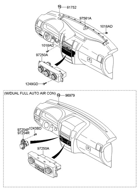 2006 Kia Sorento Control Assembly-Heater Diagram for 972503E3809W