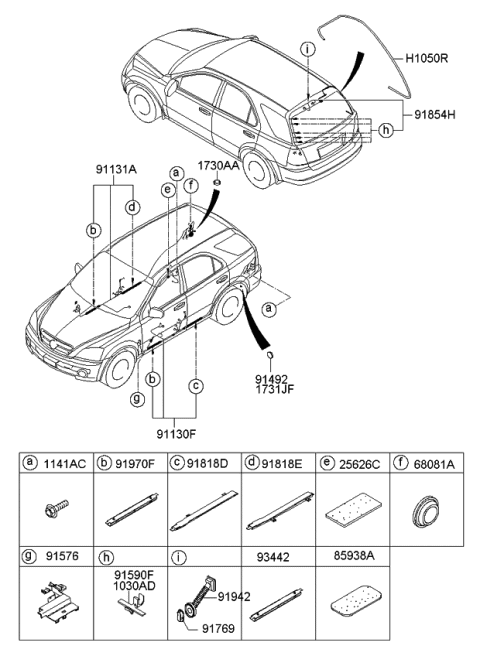 2008 Kia Sorento Protector-Rear Floor Diagram for 915003E830