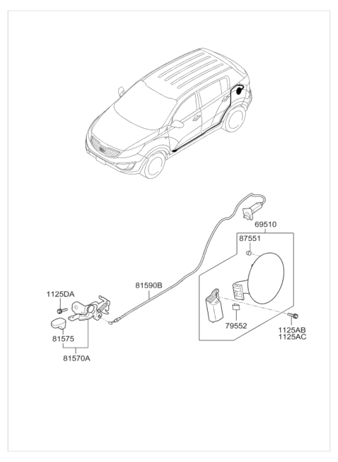 2010 Kia Sportage Catch & Cable Assembly-F Diagram for 815903W000