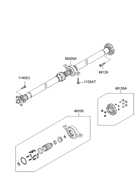 2012 Kia Sportage Propeller Shaft Assembly Diagram for 493003W000