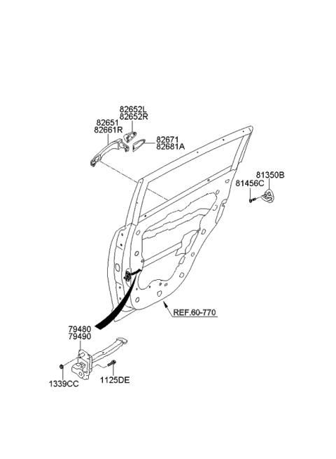 2011 Kia Sportage Door Outside Handle Assembly, Right Diagram for 826613W010