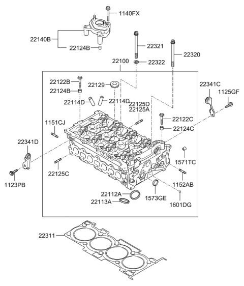 2011 Kia Sportage Head Assembly-Cylinder Diagram for 221002G250