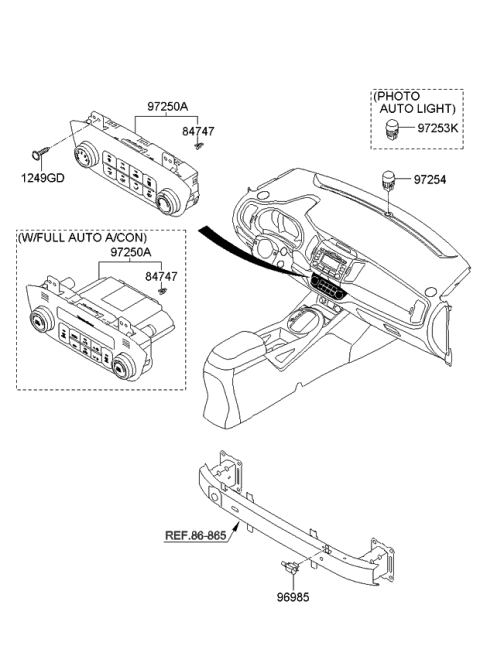 2010 Kia Sportage Control Assembly-Heater Diagram for 972503W131BLH