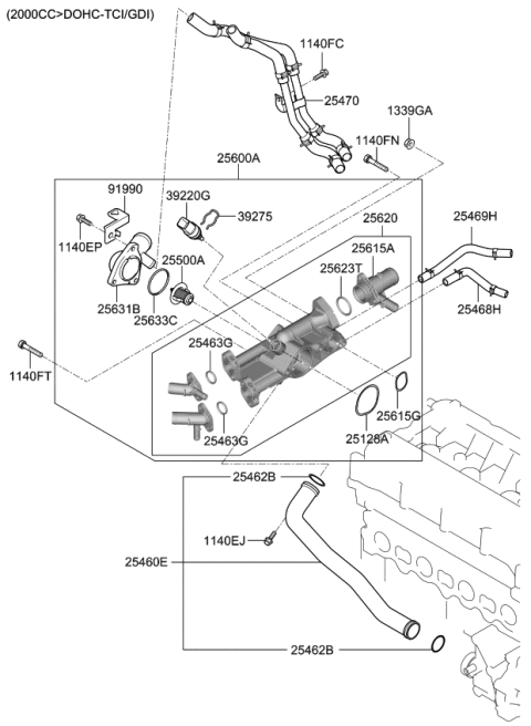 2013 Kia Sportage Tube Assembly-Oil Cooler Diagram for 254702G600