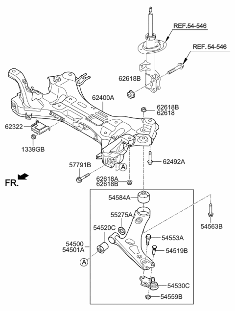 2011 Kia Sportage Bush-Lower Arm Diagram for 545512S000