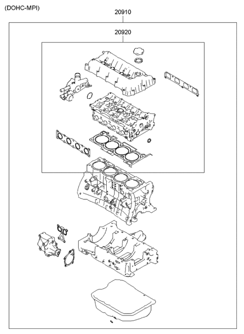 2010 Kia Sportage Gasket Kit-Engine OVEAUL Diagram for 209202GN01