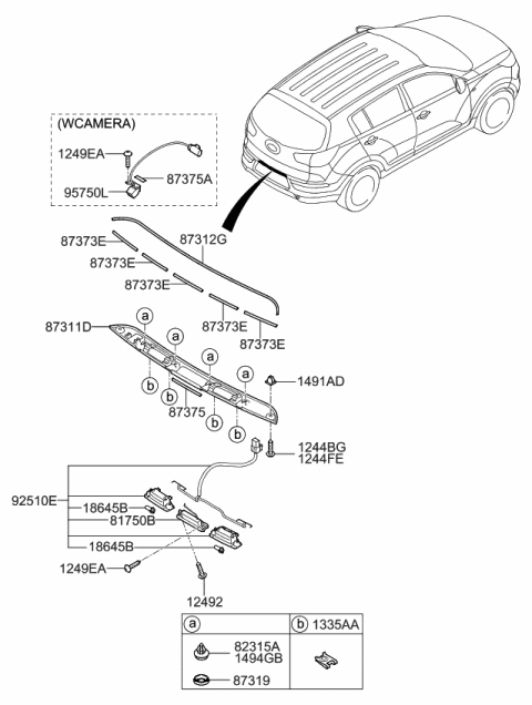 2010 Kia Sportage Tail Gate Outside Handle Assembly Diagram for 812603W000
