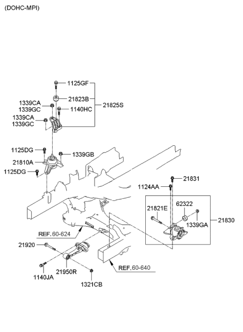 2013 Kia Sportage Engine & Transaxle Mounting Diagram 1