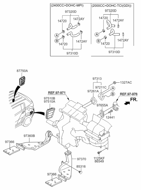 2011 Kia Sportage Heater System-Duct & Hose Diagram