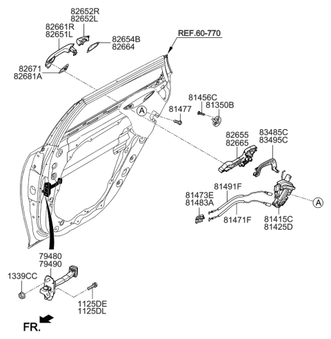 2020 Kia Optima Base Assembly-Front Door Outside Diagram for 82665D5000
