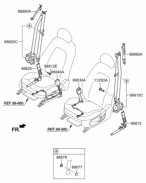 2020 Kia Optima Buckle Assembly-Front Seat Belt Diagram for 88840D5550WK