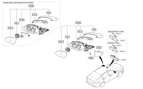 2019 Kia Optima Outside Rear View Mirror Assembly, Right Diagram for 87620D5150