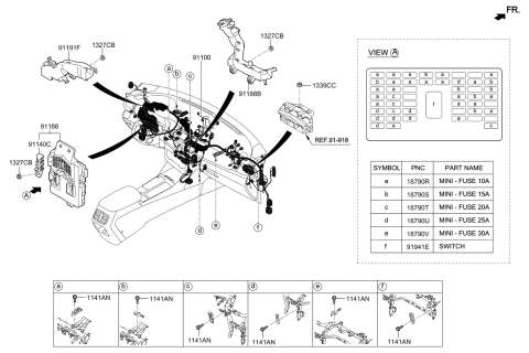 2019 Kia Optima Instrument Junction Box Assembly Diagram for 91960D5020