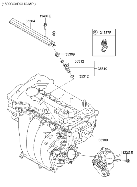 2016 Kia Forte Koup Throttle Body & Injector Diagram 2