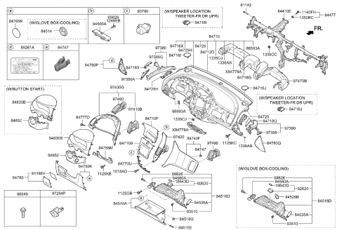 2015 Kia Forte Koup Bracket Assembly-Crash Pad Upper Diagram for 84728A7AA0