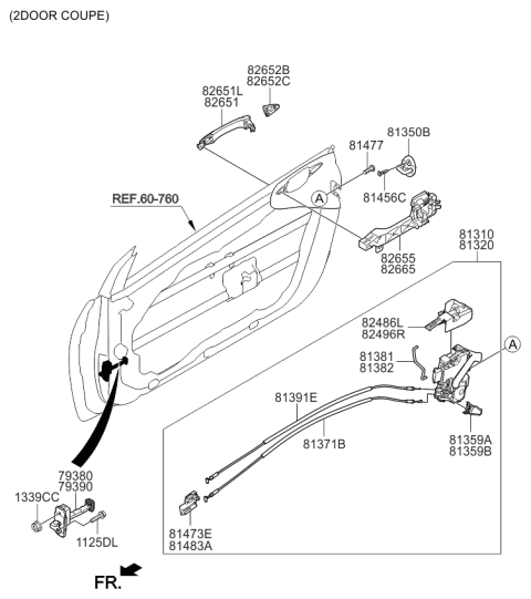 2015 Kia Forte Koup Door Outside Handle Assembly Diagram for 82651A7011